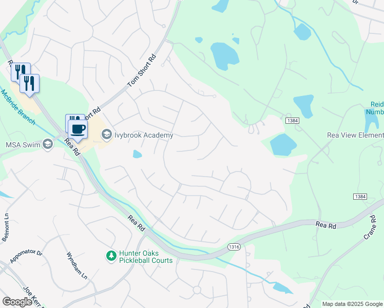 map of restaurants, bars, coffee shops, grocery stores, and more near 8714 Beaminster Place in Waxhaw