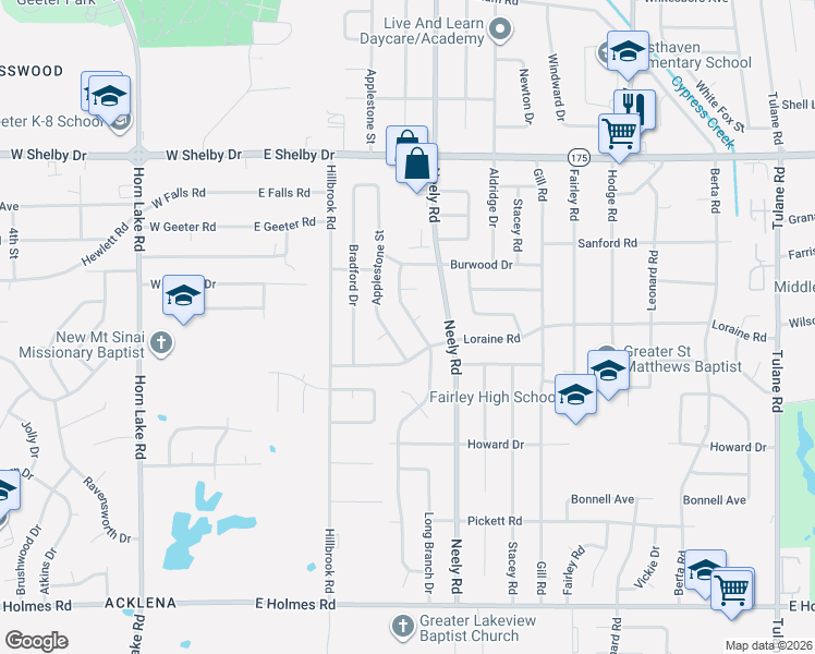 map of restaurants, bars, coffee shops, grocery stores, and more near 4860 Faith Cove in Memphis