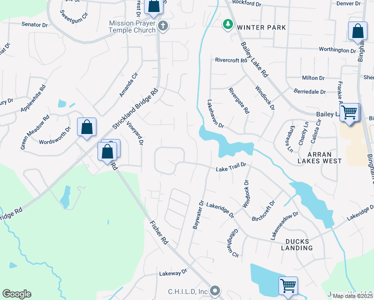 map of restaurants, bars, coffee shops, grocery stores, and more near 6373 Lake Trail Drive in Fayetteville