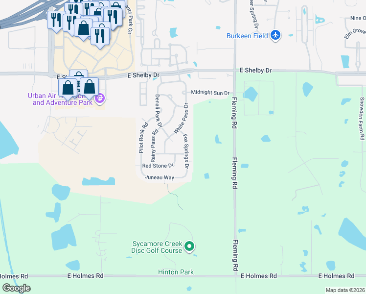 map of restaurants, bars, coffee shops, grocery stores, and more near 4862 Fox Springs Drive in Collierville
