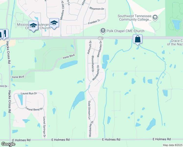 map of restaurants, bars, coffee shops, grocery stores, and more near 4845 Bloomfield Drive in Memphis