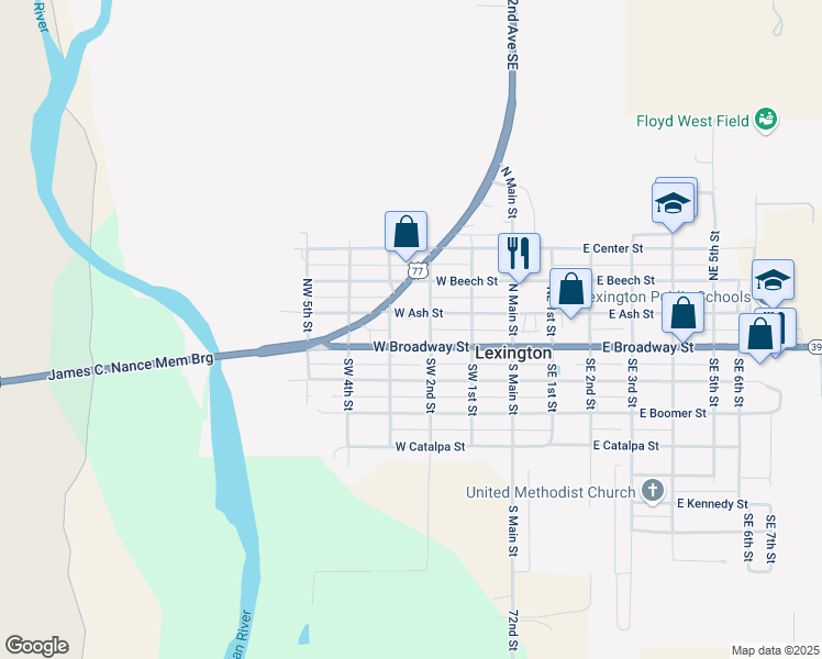 map of restaurants, bars, coffee shops, grocery stores, and more near 311 West Ash Street in Lexington