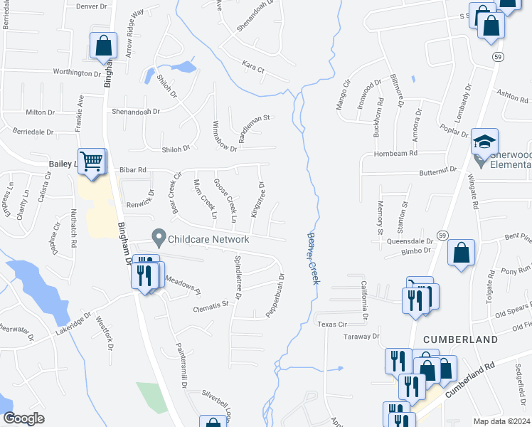 map of restaurants, bars, coffee shops, grocery stores, and more near 5621 Middlefield Place in Fayetteville