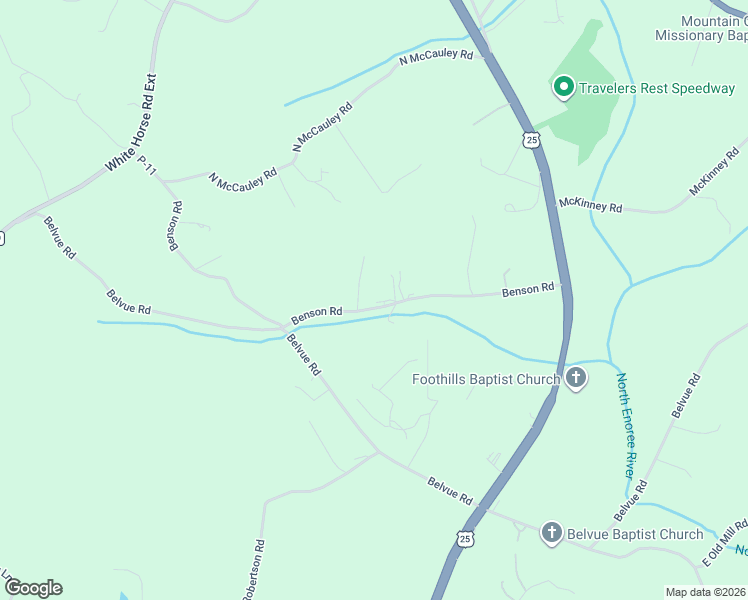 map of restaurants, bars, coffee shops, grocery stores, and more near 76 Benson Road in Travelers Rest