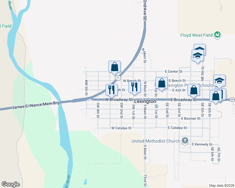 map of restaurants, bars, coffee shops, grocery stores, and more near 311 West Ash Street in Lexington