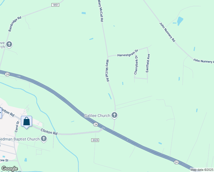 map of restaurants, bars, coffee shops, grocery stores, and more near 385 Mary McCall Road in Stedman