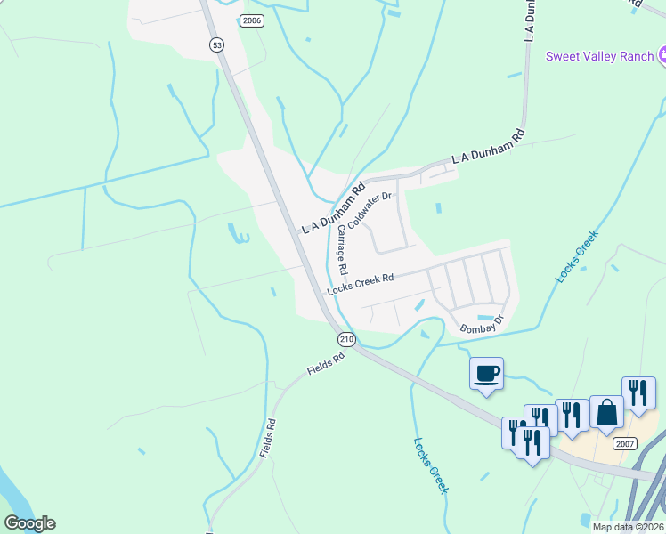 map of restaurants, bars, coffee shops, grocery stores, and more near 1653 Cedar Creek Road in Fayetteville
