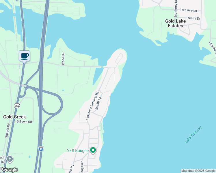 map of restaurants, bars, coffee shops, grocery stores, and more near 23 Fred Lane in Conway