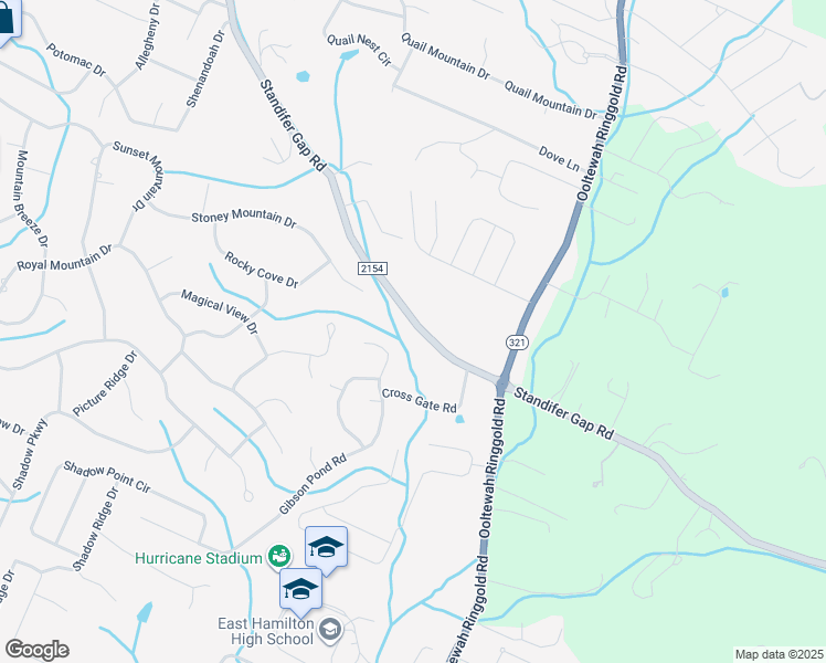 map of restaurants, bars, coffee shops, grocery stores, and more near 9208 Standifer Gap Road in Ooltewah
