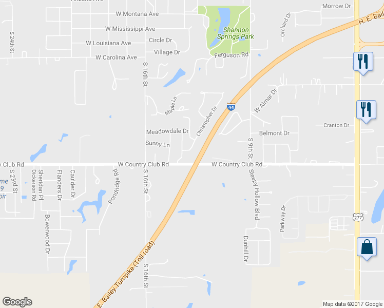 map of restaurants, bars, coffee shops, grocery stores, and more near 107 Christopher Drive in Chickasha