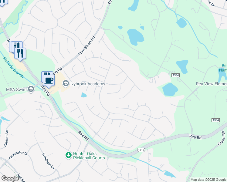 map of restaurants, bars, coffee shops, grocery stores, and more near 8714 Beaminster Place in Waxhaw