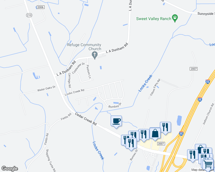map of restaurants, bars, coffee shops, grocery stores, and more near 1502 Bridgeton Way in Fayetteville