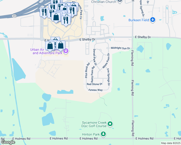 map of restaurants, bars, coffee shops, grocery stores, and more near 4863 Rainy Pass Road in Collierville