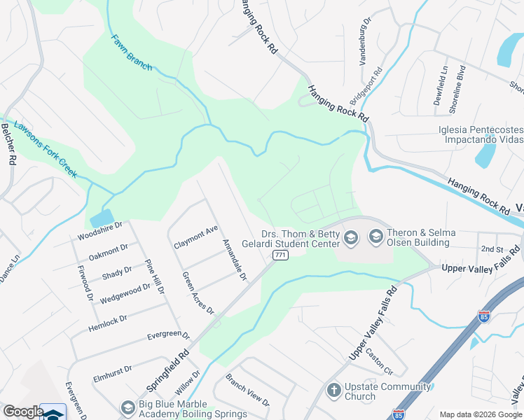 map of restaurants, bars, coffee shops, grocery stores, and more near 16 Wedgefield Drive in Boiling Springs