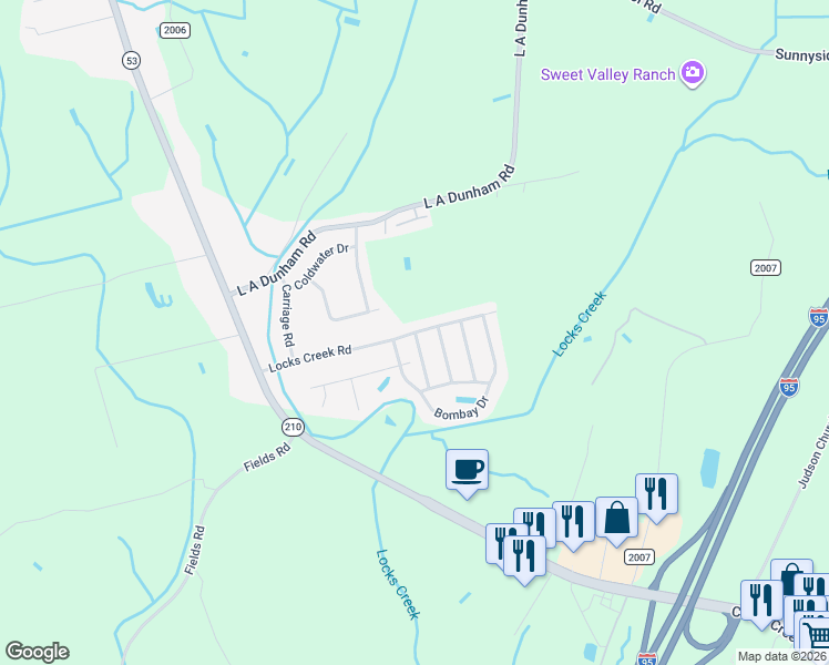 map of restaurants, bars, coffee shops, grocery stores, and more near 1117 Locks Creek Road in Fayetteville