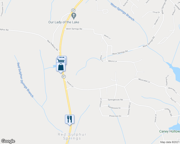 map of restaurants, bars, coffee shops, grocery stores, and more near 265 Ymca Lane in Counce