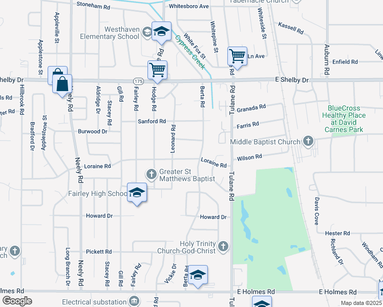 map of restaurants, bars, coffee shops, grocery stores, and more near 522 Loraine Road in Memphis