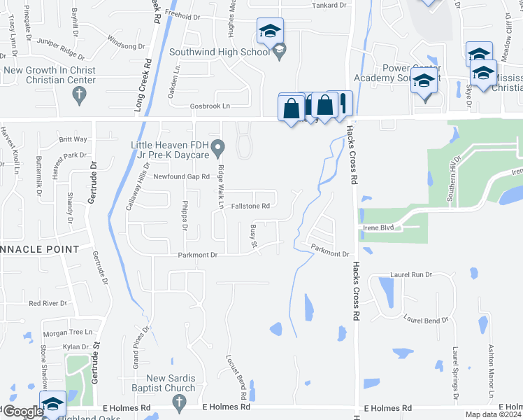 map of restaurants, bars, coffee shops, grocery stores, and more near 7851 Fallstone Road in Memphis