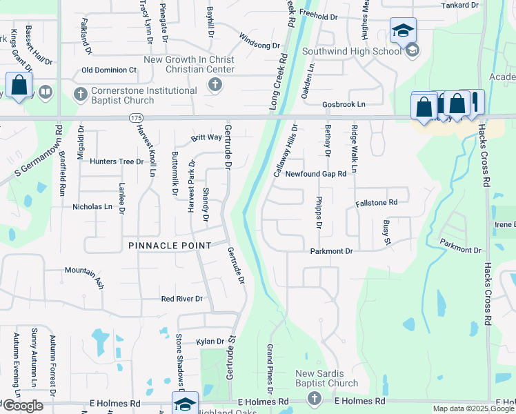 map of restaurants, bars, coffee shops, grocery stores, and more near 4851 Callaway Hills Drive in Memphis