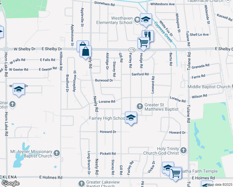 map of restaurants, bars, coffee shops, grocery stores, and more near 4853 Gill Road in Memphis