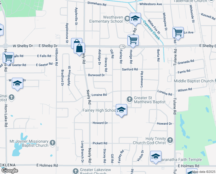 map of restaurants, bars, coffee shops, grocery stores, and more near 4853 Gill Road in Memphis