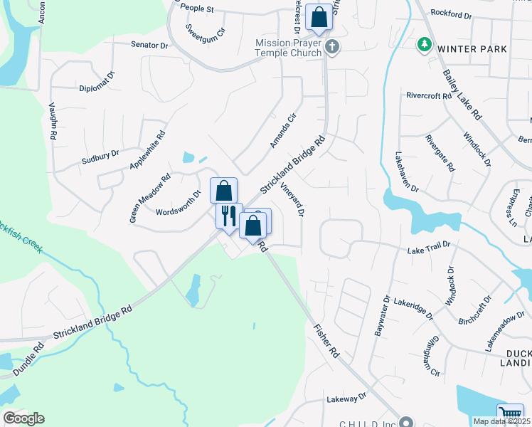map of restaurants, bars, coffee shops, grocery stores, and more near 1936 Nordic Drive in Fayetteville