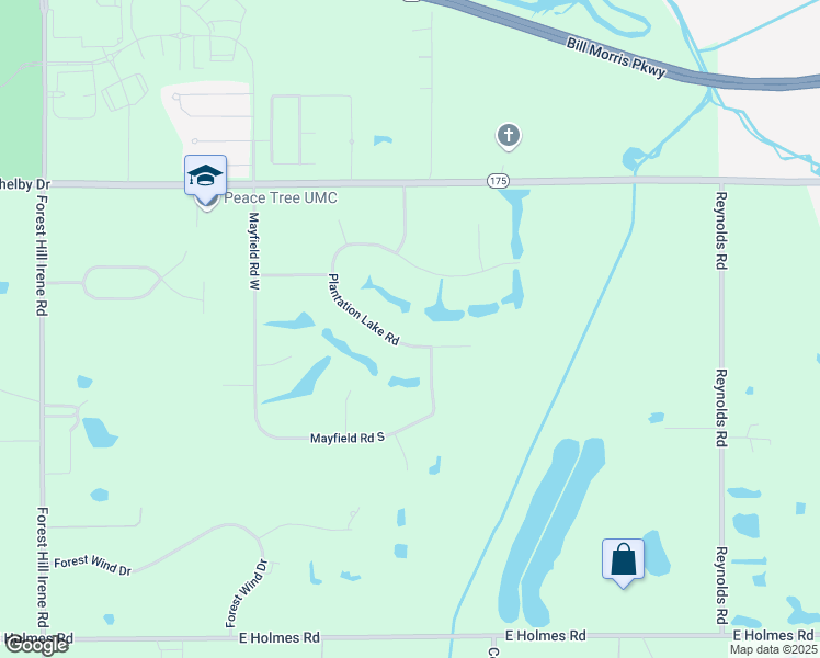 map of restaurants, bars, coffee shops, grocery stores, and more near 9560 Plantation Lake Rd in Collierville