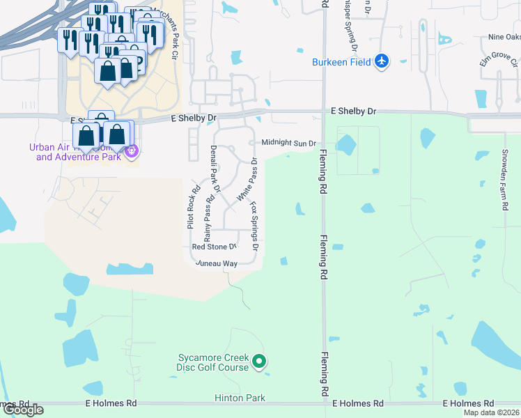 map of restaurants, bars, coffee shops, grocery stores, and more near 4862 Fox Springs Drive in Collierville