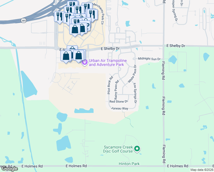 map of restaurants, bars, coffee shops, grocery stores, and more near 10406 Pilot Rock Road in Collierville