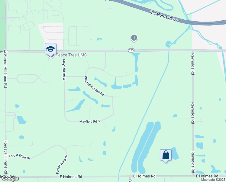 map of restaurants, bars, coffee shops, grocery stores, and more near 9560 Plantation Lake Road in Collierville