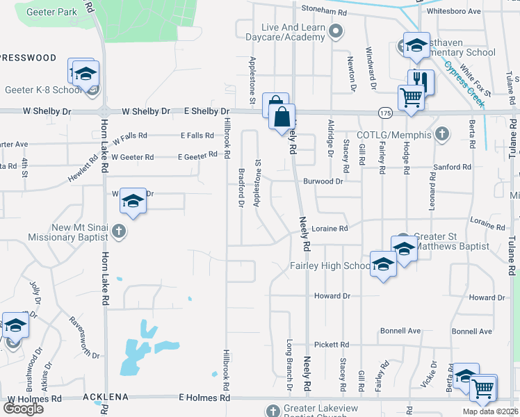map of restaurants, bars, coffee shops, grocery stores, and more near 4850 Applestone Street in Memphis