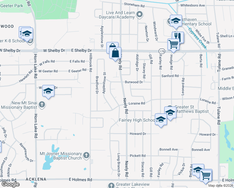 map of restaurants, bars, coffee shops, grocery stores, and more near 4860 Faith Cove in Memphis