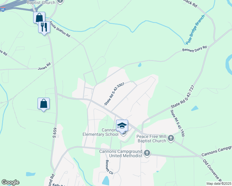 map of restaurants, bars, coffee shops, grocery stores, and more near 151 State Road S-42-3307 in Spartanburg