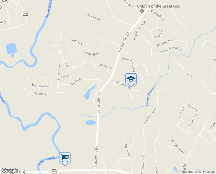 map of restaurants, bars, coffee shops, grocery stores, and more near 1973 Barberville Road in Indian Land