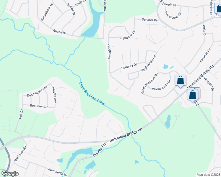 map of restaurants, bars, coffee shops, grocery stores, and more near 6818 Foxton Court in Fayetteville