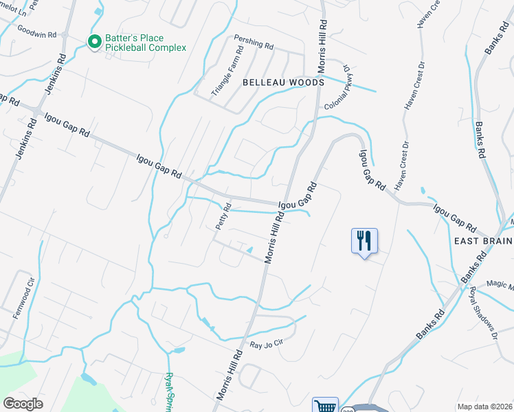 map of restaurants, bars, coffee shops, grocery stores, and more near 8608 Igou Gap Road in Chattanooga