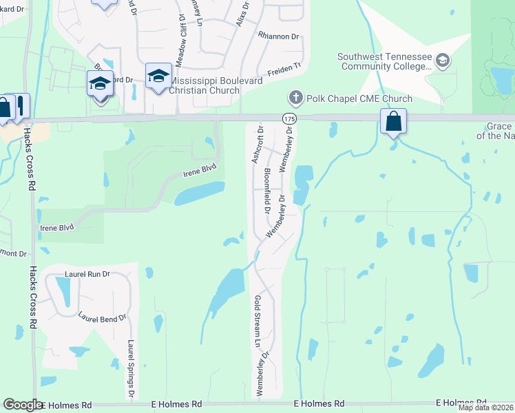 map of restaurants, bars, coffee shops, grocery stores, and more near 4845 Bloomfield Drive in Memphis