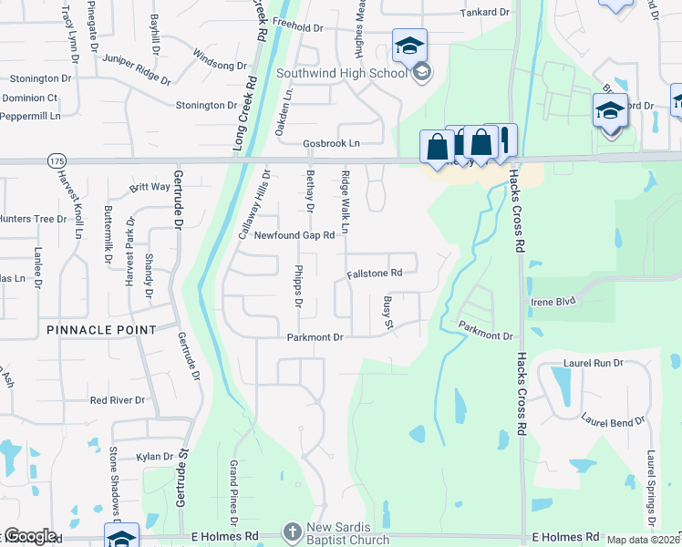 map of restaurants, bars, coffee shops, grocery stores, and more near 7781 Fallstone Road in Memphis