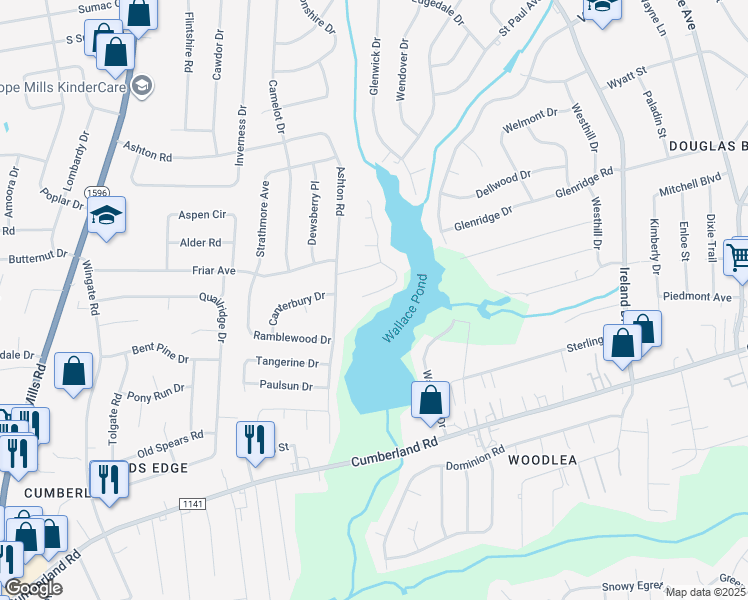 map of restaurants, bars, coffee shops, grocery stores, and more near 2150 Skyview Drive in Fayetteville
