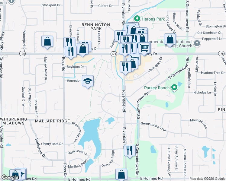 map of restaurants, bars, coffee shops, grocery stores, and more near 4846 Beaconfield Cove in Memphis