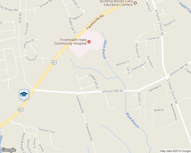 map of restaurants, bars, coffee shops, grocery stores, and more near 135 Chapel Hill Drive in Raeford