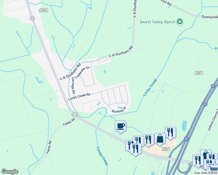 map of restaurants, bars, coffee shops, grocery stores, and more near 1123 Locks Creek Road in Fayetteville