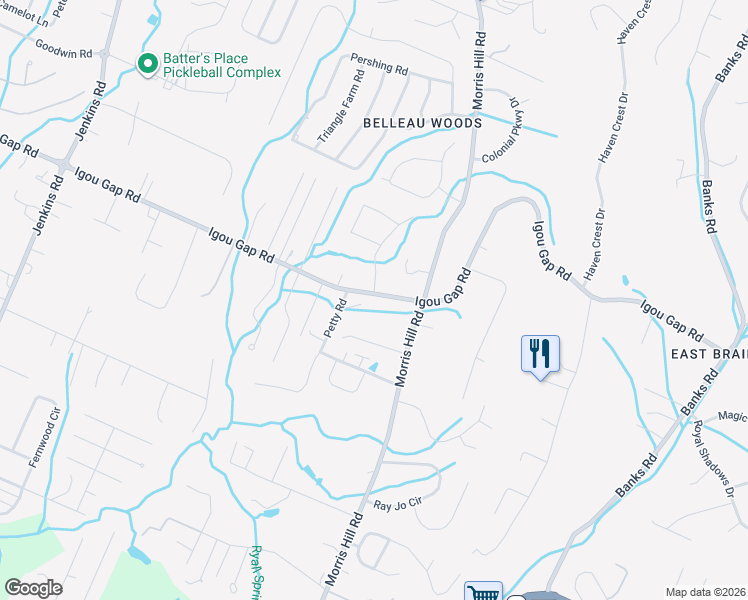 map of restaurants, bars, coffee shops, grocery stores, and more near 8608 Igou Gap Road in Chattanooga