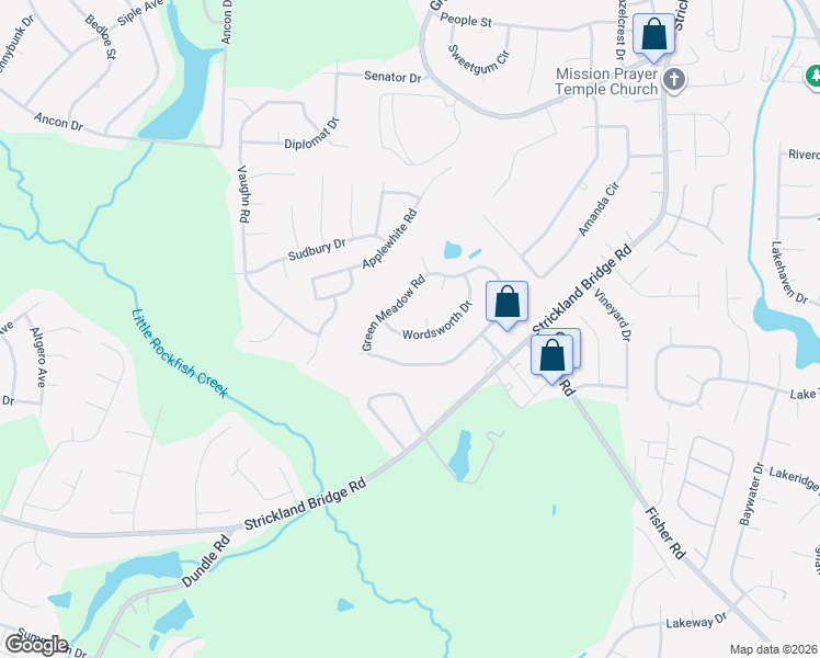 map of restaurants, bars, coffee shops, grocery stores, and more near 1934 Wordsworth Drive in Fayetteville