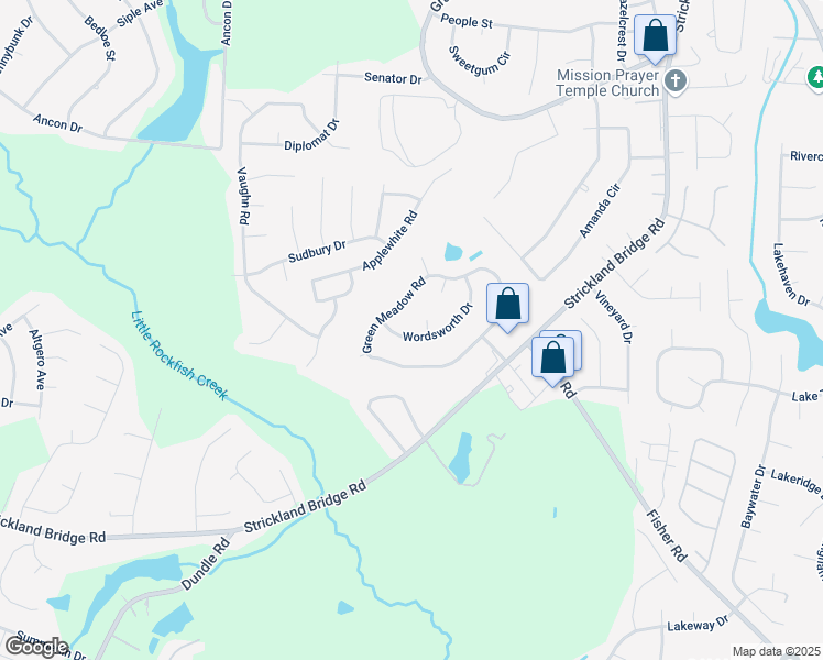 map of restaurants, bars, coffee shops, grocery stores, and more near 1936 Wordsworth Drive in Fayetteville