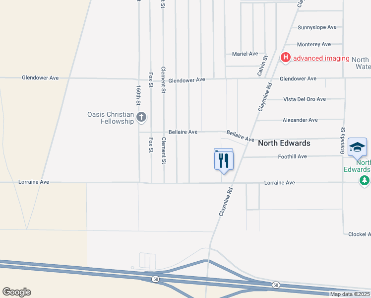 map of restaurants, bars, coffee shops, grocery stores, and more near 13171 Davenport Street in North Edwards