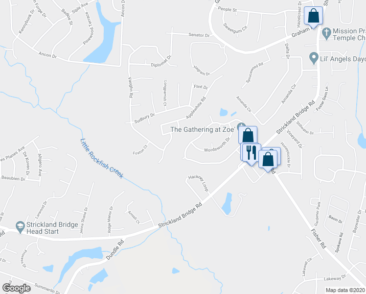 map of restaurants, bars, coffee shops, grocery stores, and more near 6415 Green Meadow Drive in Fayetteville