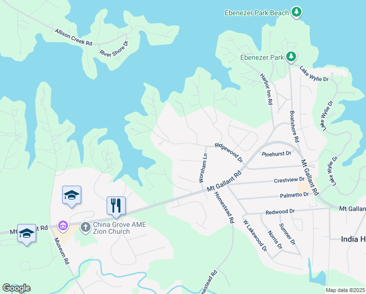 map of restaurants, bars, coffee shops, grocery stores, and more near 1397 Ridgewood Drive in Rock Hill