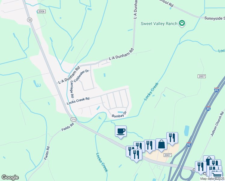 map of restaurants, bars, coffee shops, grocery stores, and more near 1205 Locks Creek Road in Fayetteville