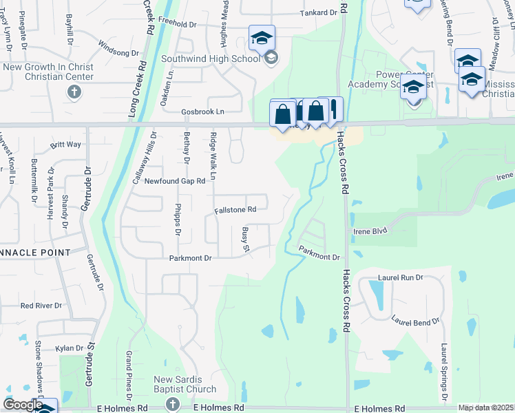 map of restaurants, bars, coffee shops, grocery stores, and more near 7858 Fallstone Road in Memphis